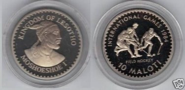MASSIVE PROOF LESOTHO 1984 10 MALOTI~FIELD HOCKEY~FR/SH
