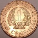 Gem Unc Sierra Leone 1964 1 Cent~Sir Milton Margai~Palm Sprigs~1st Year~Free Shi