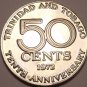 Proof Trinidad & Tobago 1972 50 Cents~10th Anniversary Of Independence~Free Ship