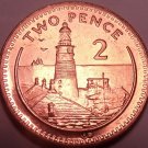 Large Gem Unc Gibraltar 1994 2 Pence~Lighthouse on Europa Point~Free Shipping