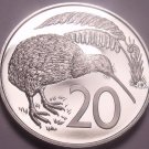 Large Cameo Proof New Zealand 1979 20 Cents~16,000 Minted~Kiwi Bird~Free Ship