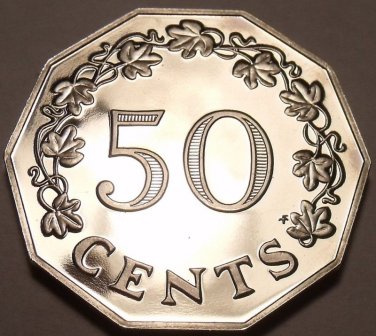 Rare Massive Cameo Proof Malta 1980 50 Cents~Great Siege~3,451 Minted~Free Ship
