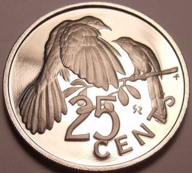 Cameo Proof British Virgin Islands 1974 25 Cents~Mangrove Cuckoo~Free Shipping
