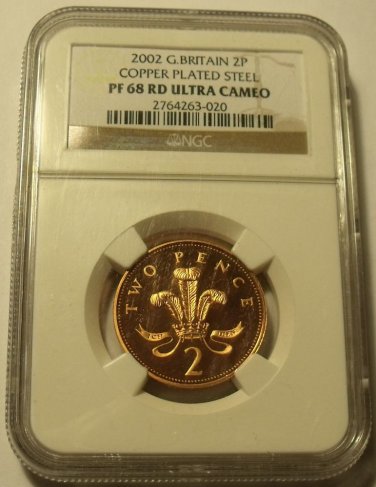 2002 NGC PROOF 68 RED ULTRA CAMEO GREAT BRITAIN TWO PENCE~FREE SHIPPING~