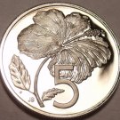 Cameo Proof Cook Islands 1975 5 Cents~Hibiscus Flower~21,000 Minted~Free Ship