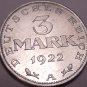 Large Au-Unc Germany 1922-A Weimar Republic 3 Mark Coin~3rd Anniversary~Free Shi