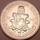 Gem Unc Silver Bermuda 1964 Crown~Lion Holding Shield~Free Shipping