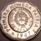 Large Unc Argentina 1967 25 Pesos~Dodecagon~1813 1st Year Of Coinage~Free Ship