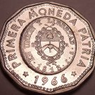 Large Unc Argentina 1966 25 Pesos~Dodecagon~1813 1st Year Of Coinage~Free Ship