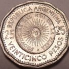 Large Unc Argentina 1965 25 Pesos~Dodecagon~Sunface~1st Year Coinage~Free Ship