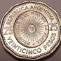 Large Unc Argentina 1965 25 Pesos~Dodecagon~Sunface~1st Year Coinage~Free Ship