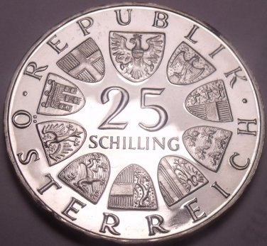 Huge Proof Austria 1969 25 Schilling~Only 44k Minted~Peter Rosegger~Free Ship