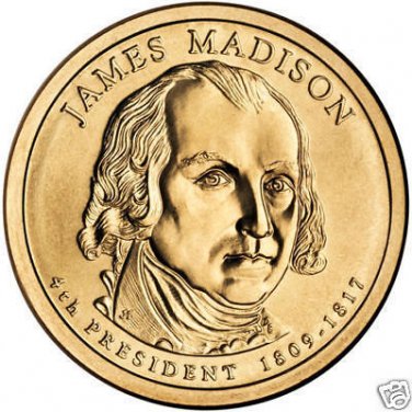 UNC JOHN MADISON 2007-P PRESIDENTIAL DOLLAR~FREE SHIP