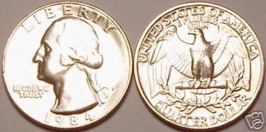 1984-P GEM UNCIRCULATED WASHINGTON QUARTER~~FREE SHIP~~