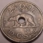 Rare Greenland Danish Colony 1926-HCN-GJ 25 Ore~Polar Bear~Center Hole~Free Ship