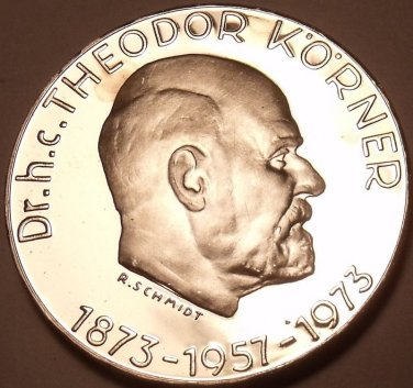 MASSIVE SILVER PROOF AUSTRIA 1973 50 SCHILLING~KORNER~