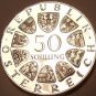 MASSIVE SILVER PROOF AUSTRIA 1973 50 SCHILLING~KORNER~
