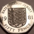 Huge Rare Gem Cameo Proof Jersey 1981 50 Pence~Only 15,000 Minted~Free Shipping