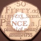 Rare Proof Great Britain 2005 50 Pence~Samuel Johnson Dictionary~Free Shipping