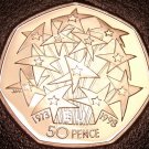 Proof Great Britain 1998 50 Pence~European Union 25th Anniversary~Free Ship