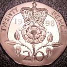 Proof Great Britain 1998 20 Pence~Only 100,000 Minted~Proofs Are Best Coins~Fr/S Proof Great Britain 1998 20 Pence~Only 100,000 Minted~Proofs Are Best Coins~Fr/S