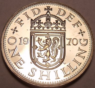 Proof Great Britain 1970 Shilling~Scottish Shield Variety~Last Year Minted~Fr/Sh