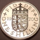 Proof Great Britain 1970 Shilling~English Shield Variety~Last Year Minted~Fr/Sh