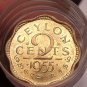 Rare Unc Roll (40 Coins) Ceylon 1955 2 Cents~Scalloped~Awesome~Free Shipping