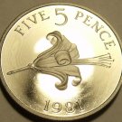 Rare Gem Cameo Proof Guernsey 1981 5 Pence~10k Minted~Guernsey Lily~Free Ship~