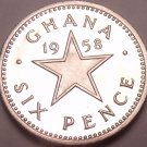Rare Proof Ghana 1958 6 Pence~Only 20,000 Minted~Dr. Kwame Nkrumah~Free Ship