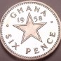 Rare Proof Ghana 1958 6 Pence~Only 20,000 Minted~Dr. Kwame Nkrumah~Free Ship