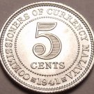 Gem Bu Rare Silver Malaya 1941 5 Cents~King George VI~Free Shipping Gem Bu Rare Silver Malaya 1941 5 Cents~King George VI~Free Shipping