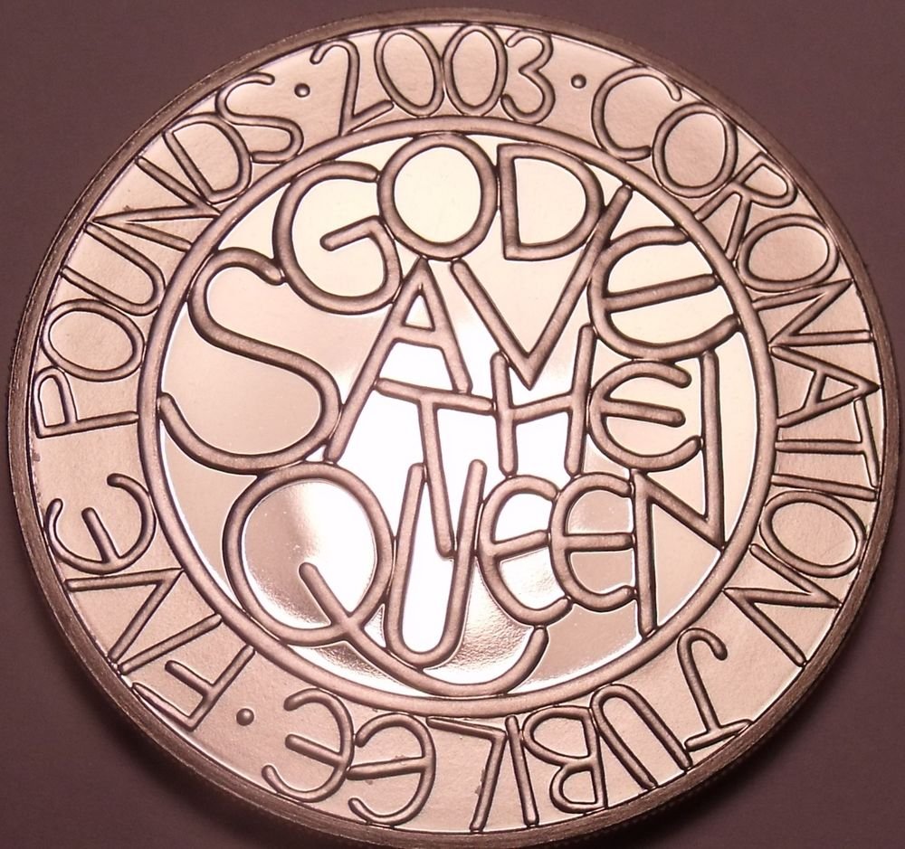 Cameo Proof Great Britain 2003 5 Pounds~God Save The Queen Coronation