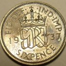 Rare Silver Proof Great Britain 1937 6 Pence~Awesome Coin~Free Shipping