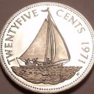 PROOF BAHAMAS 1971 25 CENTS~SAILBOAT~WOW~FREE SHIPPING~