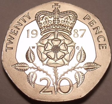 Cameo Proof Great Britain 1987 20 Pence~Great Investment~89,000 Minted~Free Ship