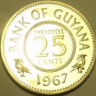 RARE PROOF GUYANA 1967 25 CENTS~5,100 MINTED~1ST YEAR EVER~FREE SHIPPING~ RARE PROOF GUYANA 1967 25 CENTS~5,100 MINTED~1ST YEAR EVER~FREE SHIPPING~