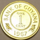 RARE PROOF GUYANA 1967 CENT~5,100 MINTED~1ST YEAR EVER~FREE SHIPPING~