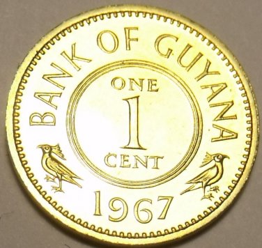 RARE PROOF GUYANA 1967 CENT~5,100 MINTED~1ST YEAR EVER~FREE SHIPPING~