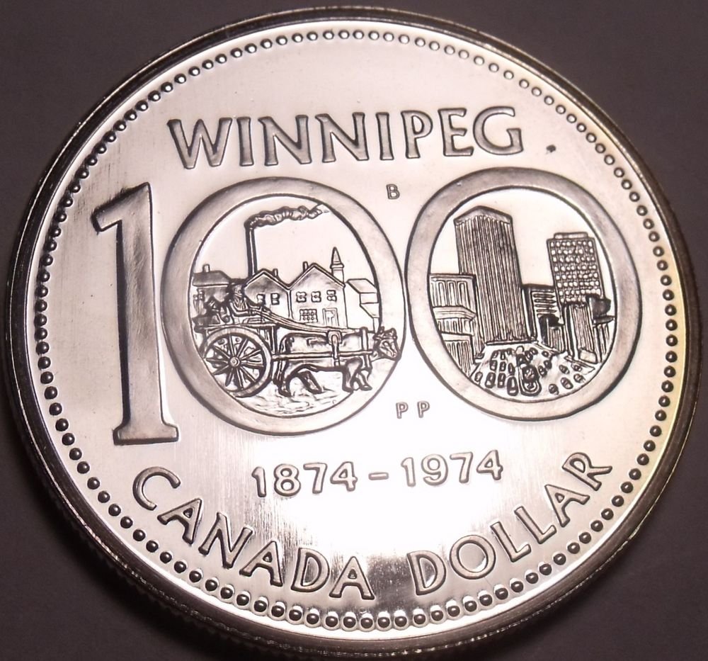 Silver Proof Canada 1974 Winnipeg Dollar100th AnnversaryFree Shipping Silver Proof Canada 1974 Winnipeg Dollar100th AnnversaryFree Shipping