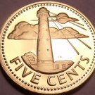 Cameo Proof Barbados 1975 5 Cents~South Point Lighthouse~20K Minted~Free Ship