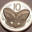 Rare Cameo Proof New Zealand 1976 10 Cents~11,000 Minted~Maori Mask~Free Ship