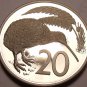 Large Rare Cameo Proof New Zealand 1976 20 Cents~11,000 Minted~Kiwi Bird~Free Sh