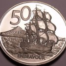 Huge Rare Cameo Proof New Zealand 1976 50 Cents~H.M.S. Endeavour~11k Minted~Fr/S Huge Rare Cameo Proof New Zealand 1976 50 Cents~H.M.S. Endeavour~11k Minted~Fr/S
