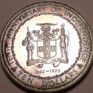 Rare Silver Proof Jamaica 1972 10 Dollars~10th Anniversary of Independence~Fr/Sh