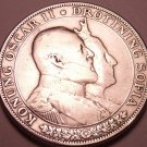 Silver Sweden 1907 2 Kronor~King Oscar II and Queen Sofia 50Th Anniv~Free Ship