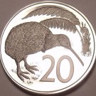 Rare Proof New Zealand 1975 20 Cents~Only 10,000 Minted~Kiwi Bird~Excellent~Fr/S