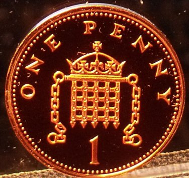 Cameo Proof Great Britain 2004 Penny~Crowned Portcullis With Chains~Free Ship