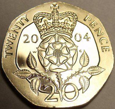 Cameo Proof Great Britain 2004 20 Pence~Crowned Double Rose~Proofs Are Best~Fr/S