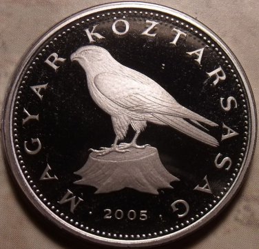 Large Rare Proof Hungary 2005-BP 50 Forint~Only 7,000 Minted~Saker Falcon~Fr/Shi